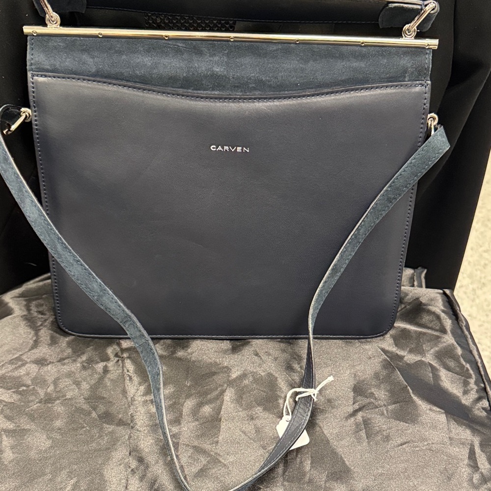 Carven Midnight Blue Leather Shoulder Bag